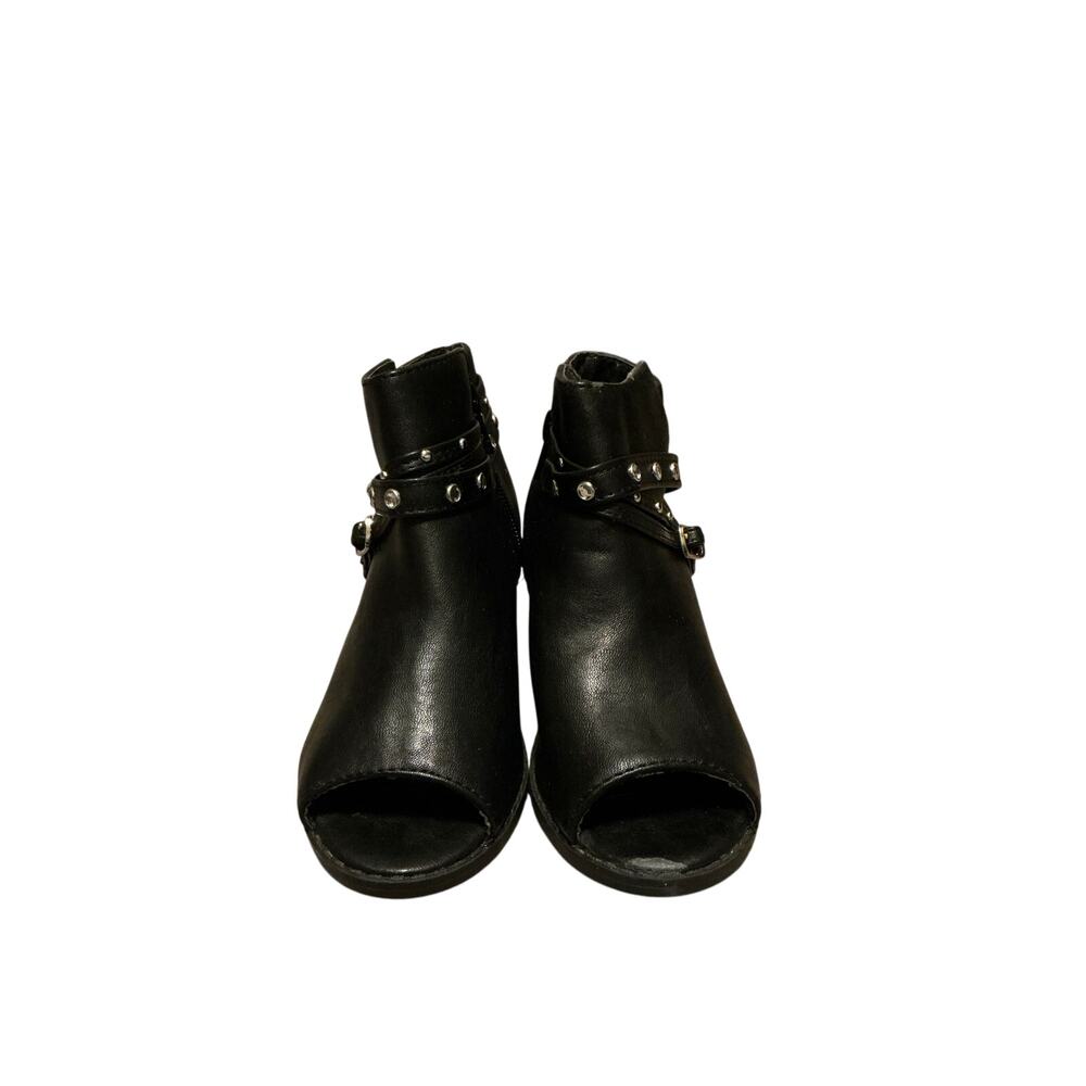 Sugar Girls Black Studded Embellished Peep Toe Ankle Booties Boots Youth Size 12